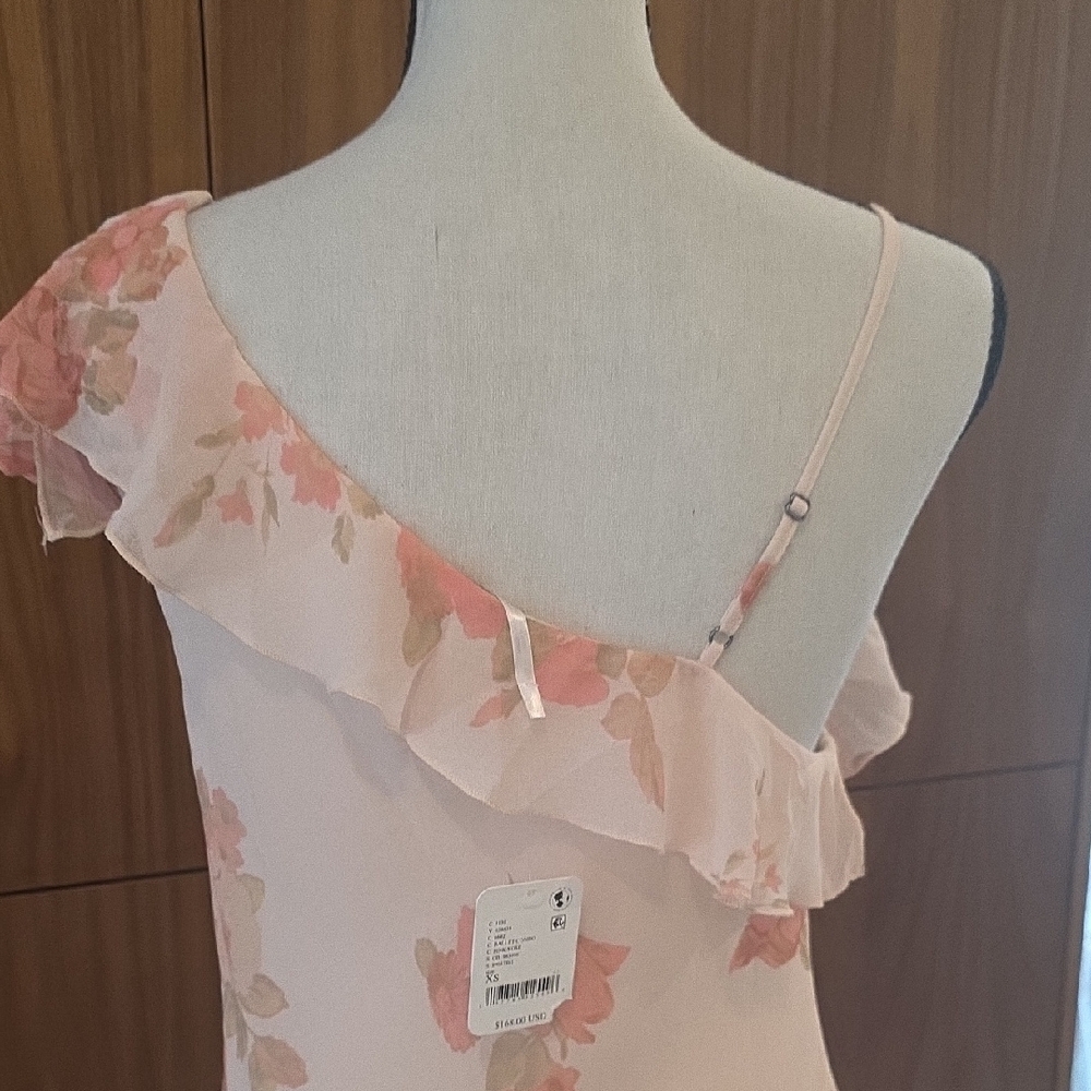 Free People Asymmetrical Floral Dress - Cream and Pink Size XS NWT - Picture 5 of 8